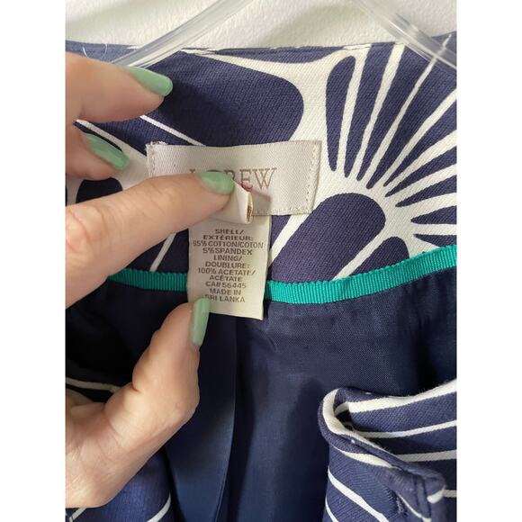 J. Crew Open Front Blazer Blue Cream Size 4 - Picture 7 of 7